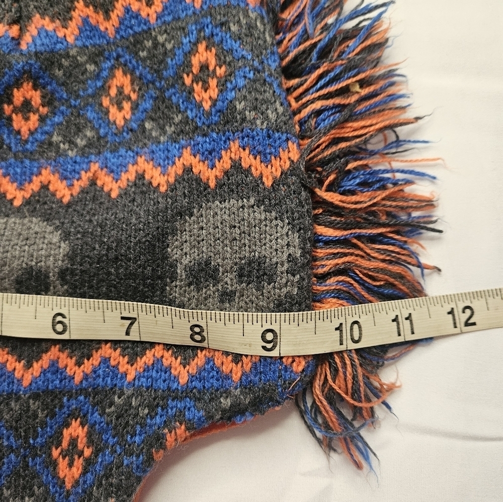 Unbranded Boys Gray, Blue And Orange Skull Mohawked Winter Hat With Ear Flaps - Picture 5 of 8